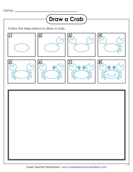 Animals - Draw a Crab (Printable PDF Worksheet)