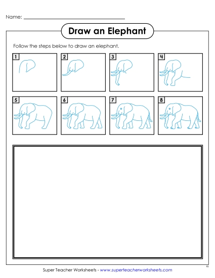 Zoo - Draw a Elephant (Printable PDF Worksheet)