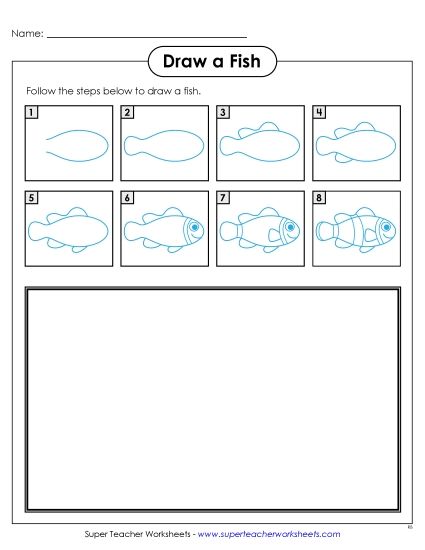 Animals - Draw a Fish (Printable PDF Worksheet)