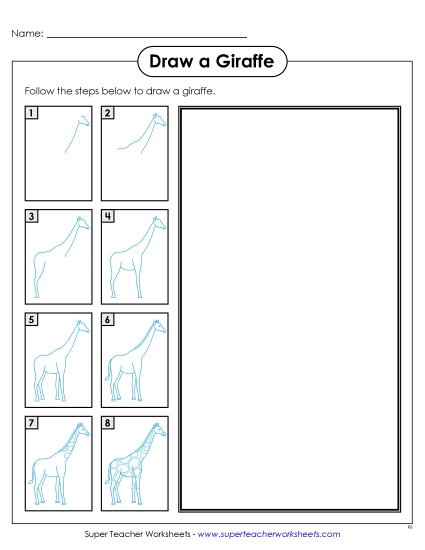 Zoo - Draw a Giraffe (Printable PDF Worksheet)