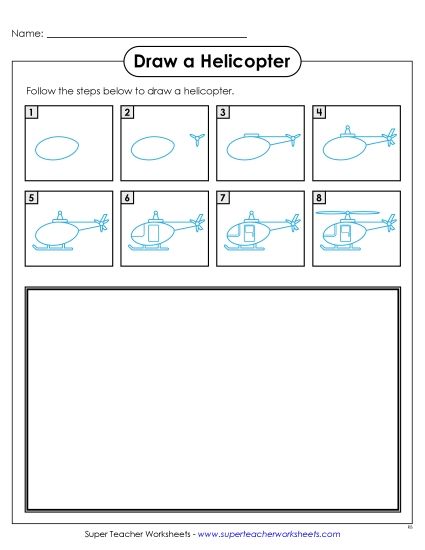 Transportation - Draw a Helicopter (Printable PDF Worksheet)