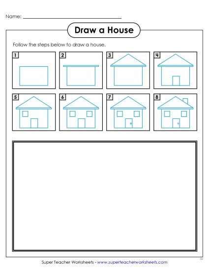 Buildings - Draw a House (Printable PDF Worksheet)