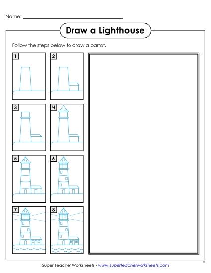 Buildings - Draw a Lighthouse (Printable PDF Worksheet)