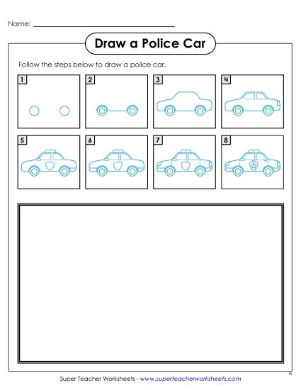Community Helpers - Draw a Police Car (Printable PDF Worksheet)