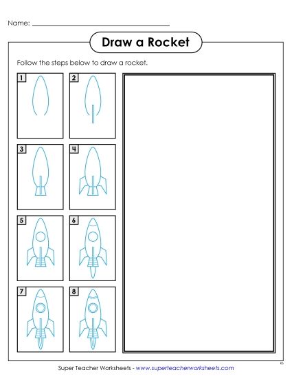 Transportation - Draw a Rocket Ship (Printable PDF Worksheet)