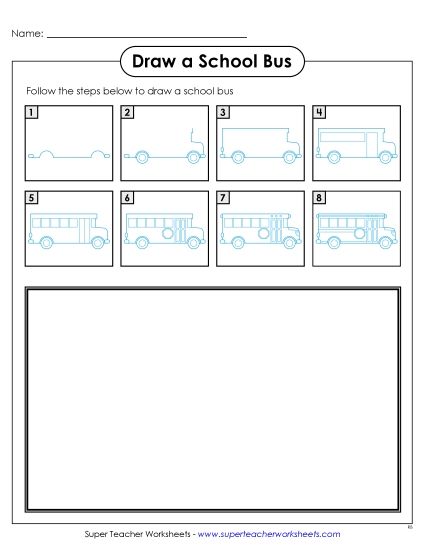Transportation - Draw a School Bus (Printable PDF Worksheet)