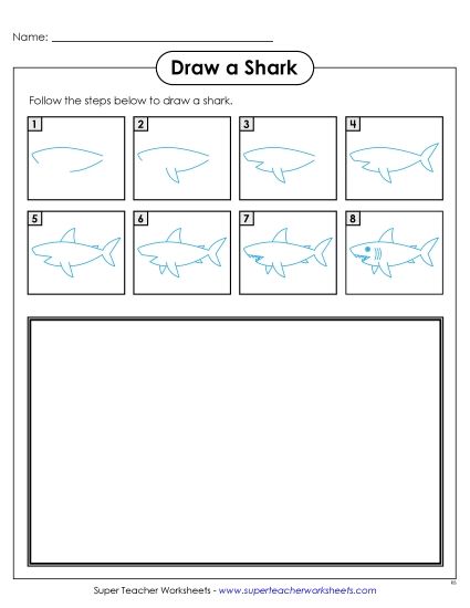 Zoo - Draw a Shark (Printable PDF Worksheet)