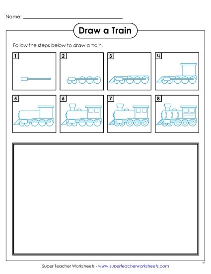 Transportation - Draw a Train (Printable PDF Worksheet)