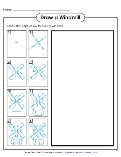 Buildings - Draw a Windmill (Printable PDF Worksheet)
