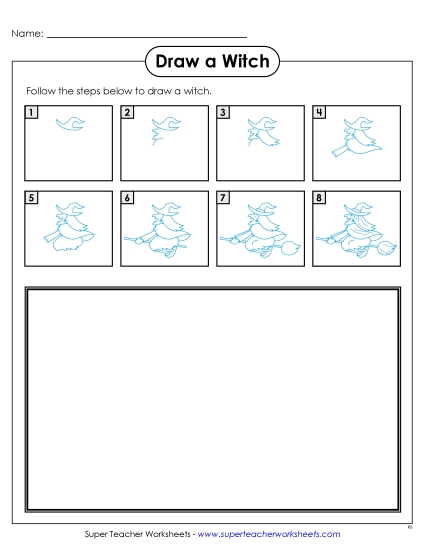 Halloween - Draw a Witch (Printable PDF Worksheet)