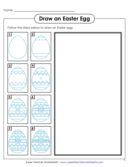 Learning to Draw - Draw an Easter Egg (Printable PDF Worksheet)