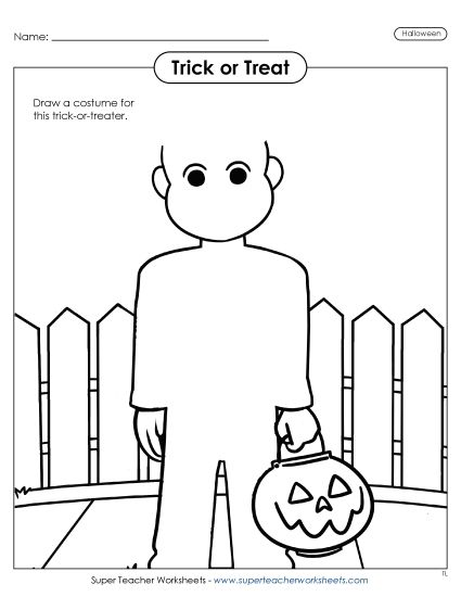 Draw Your Own Designs - Draw Your Own Trick-or-Treater (Printable PDF Worksheet)