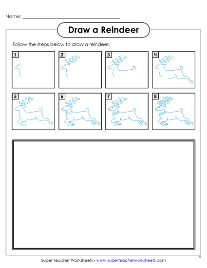 Learn to Draw - Drawing a Reindeer (Printable PDF Worksheet)