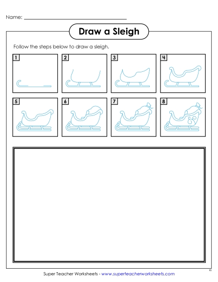 Learn to Draw - Drawing a Sleigh (Printable PDF Worksheet)