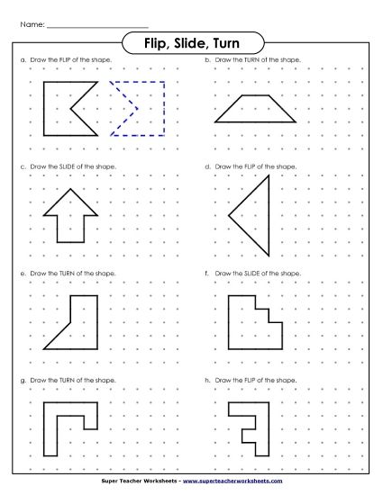 Drawing - Flips, Slides, Turns (Printable PDF Worksheet)