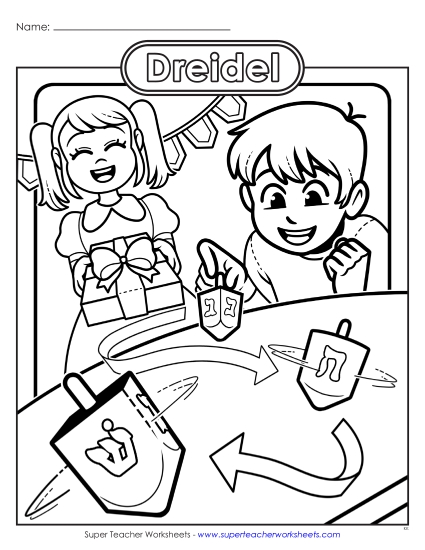 Coloring Pages - Dreidel Coloring Page (Printable PDF Worksheet)