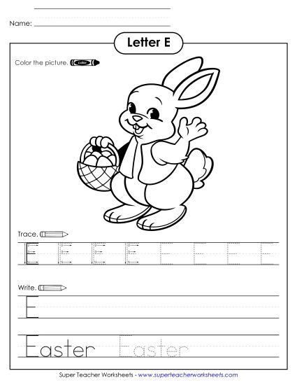 Alphabet Letters - E is for Easter (Printable PDF Worksheet)
