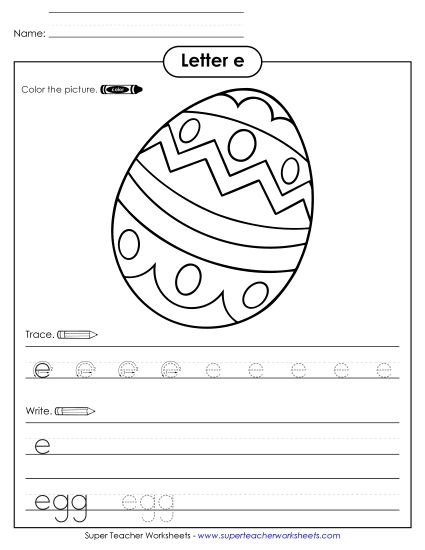 Alphabet Letters - E is for Egg (Printable PDF Worksheet)