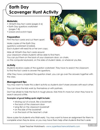 Earth Day Scavenger Hunt (Printable PDF Worksheet)