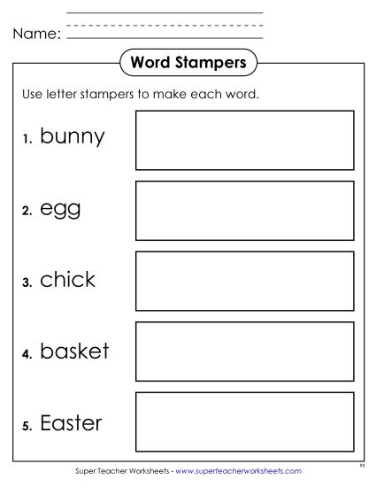 More Worksheets - Easter Stampers (Printable PDF Worksheet)