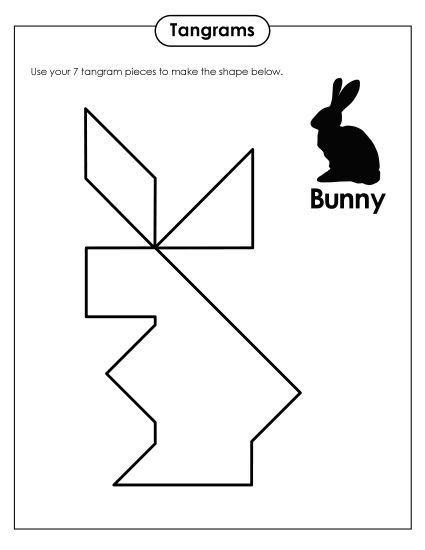 Easter Shape and Picture Puzzles - Easter Tangrams (Printable PDF Worksheet)