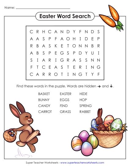 Easter Word Puzzles - Easter Word Search (Primary) (Printable PDF Worksheet)