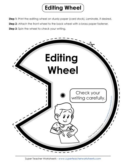Proofreading Wheels - Editing Wheel (Black &White) (Printable PDF Worksheet)