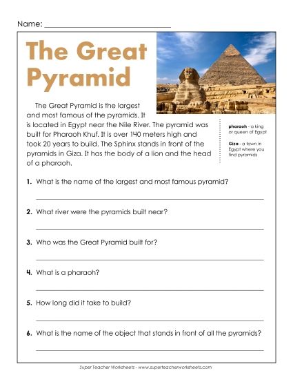 Short Passages - Egypt (Short, Nonfiction) (Printable PDF Worksheet)