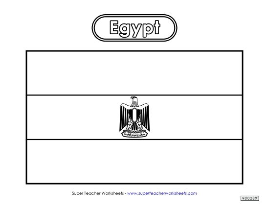 Flag - Egyptian Flag (Black & White) (Printable PDF Worksheet)