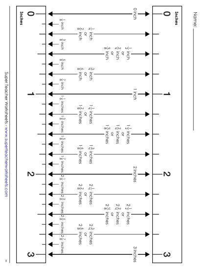 Nearest Eighth Inch - Eighth Inch Ruler with Fractions (Printable PDF Worksheet)