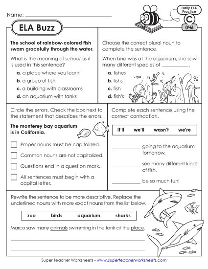ELA Buzz: Week 10 Worksheets 46 through 50 (Printable PDF Worksheet)