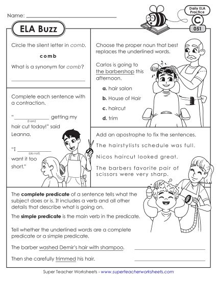 ELA Buzz: Week 11 Worksheets 51 through 55 (Printable PDF Worksheet)