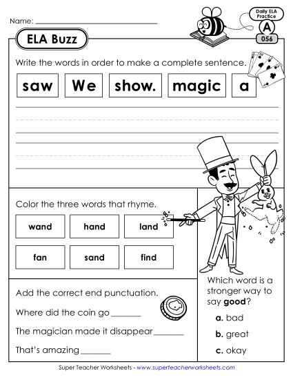 ELA Buzz: Week 12 Worksheets 56 through 60 (Printable PDF Worksheet)