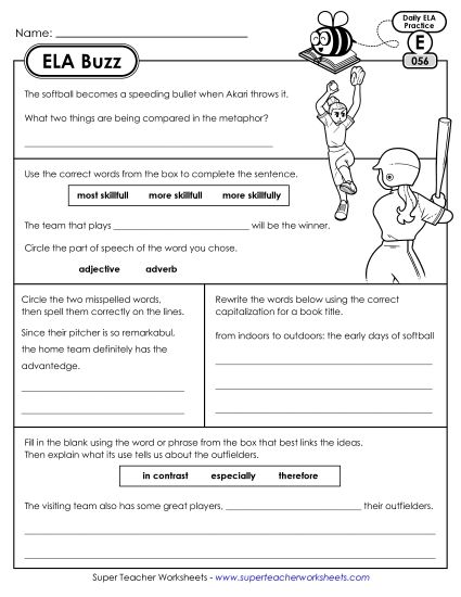 ELA Buzz: Week 12 Worksheets 56 through 60 (Printable PDF Worksheet)