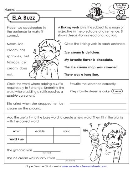 ELA Buzz: Week 13 Worksheets 61 through 65 (Printable PDF Worksheet)