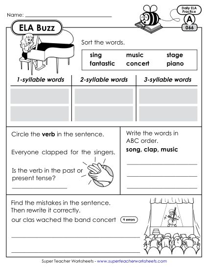 ELA Buzz: Week 14 Worksheets 66 through 70 (Printable PDF Worksheet)