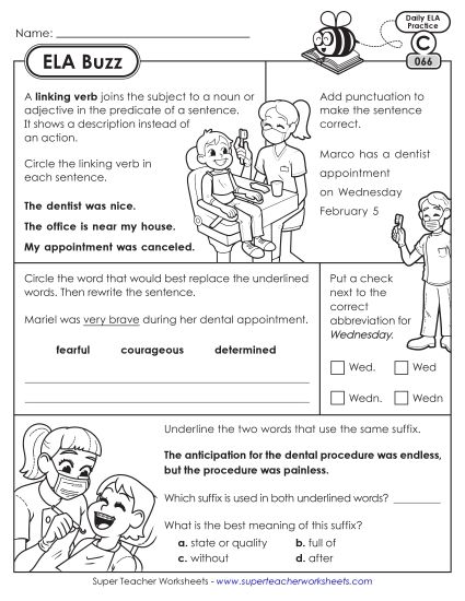 ELA Buzz: Week 14 Worksheets 66 through 70 (Printable PDF Worksheet)