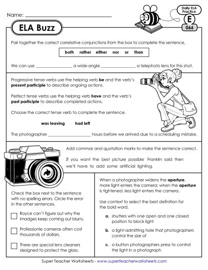 ELA Buzz: Week 14 Worksheets 66 through 70 (Printable PDF Worksheet)