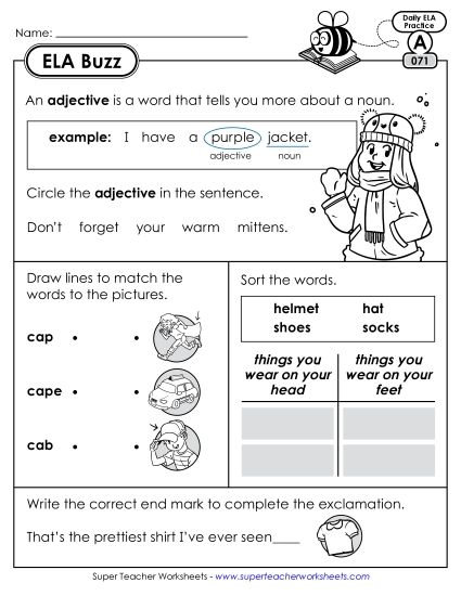 ELA Buzz: Week 15 Worksheets 71 through 75 (Printable PDF Worksheet)