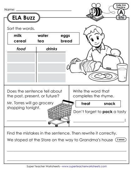 ELA Buzz: Week 16 Worksheets 76 through 80 (Printable PDF Worksheet)