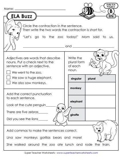 ELA Buzz: Week 16 Worksheets 76 through 80 (Printable PDF Worksheet)