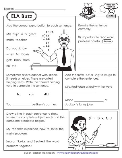 ELA Buzz: Week 16 Worksheets 76 through 80 (Printable PDF Worksheet)