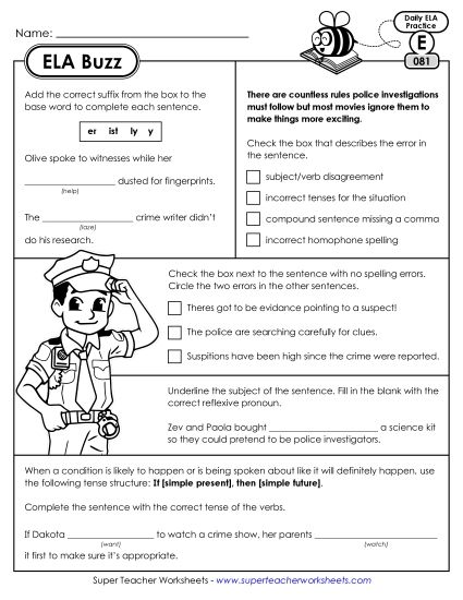 ELA Buzz: Week 17 Worksheets 81 through 85 (Printable PDF Worksheet)