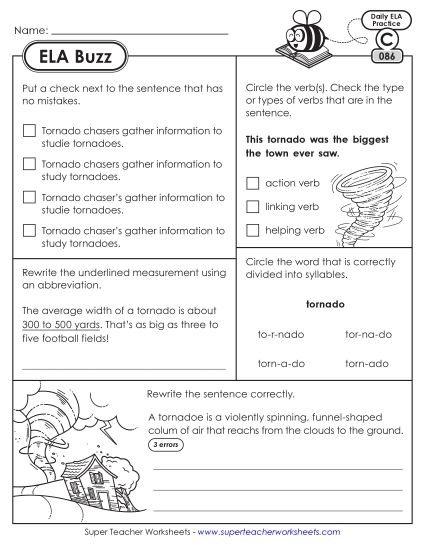 ELA Buzz: Week 18 Worksheets 86 through 90 (Printable PDF Worksheet)