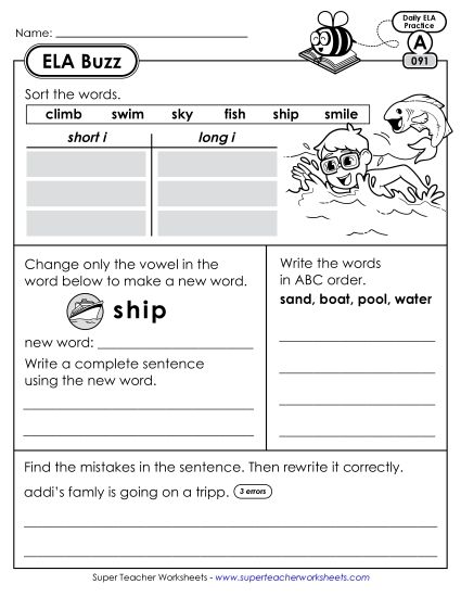 ELA Buzz: Week 19 Worksheets 91 through 95 (Printable PDF Worksheet)