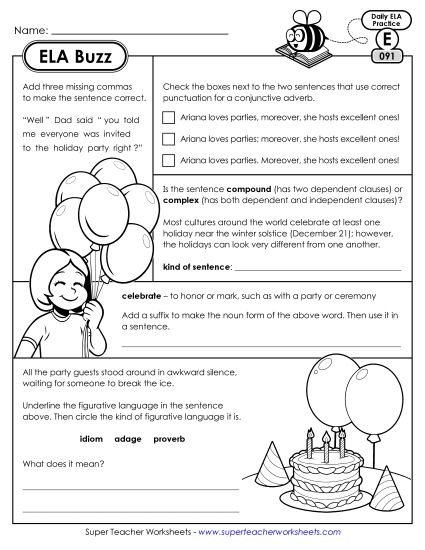 ELA Buzz: Week 19 Worksheets 91 through 95 (Printable PDF Worksheet)