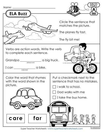 ELA Buzz: Week 2 Worksheets 6 through 10 (Printable PDF Worksheet)