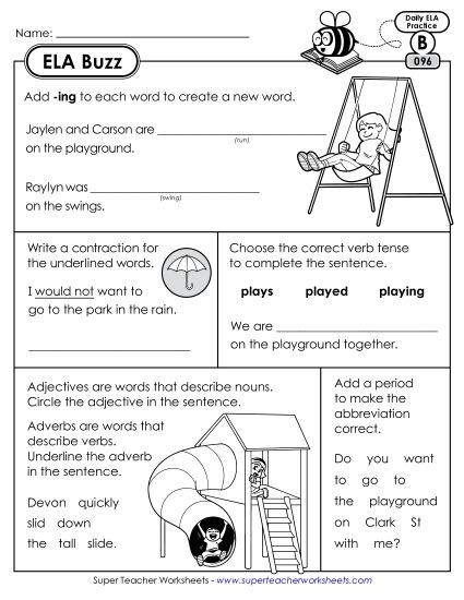 ELA Buzz: Week 20 Worksheets 96 through 100 (Printable PDF Worksheet)