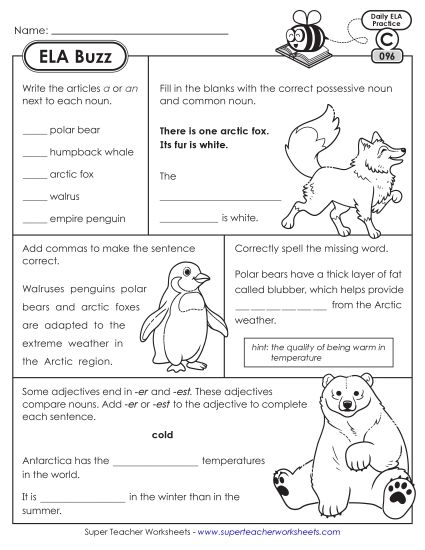 ELA Buzz: Week 20 Worksheets 96 through 100 (Printable PDF Worksheet)