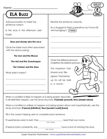ELA Buzz: Week 20 Worksheets 96 through 100 (Printable PDF Worksheet)